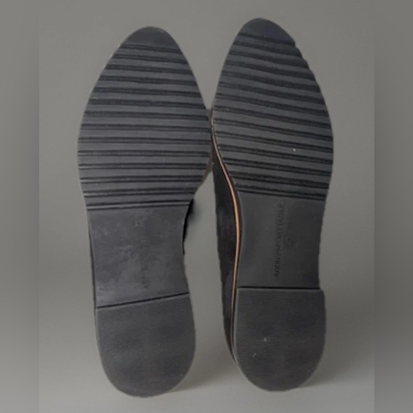 Adrienne Vittadini Shoes Flats Womens Size 7.5 M Black Slip On Suede Feel Gold - Picture 8 of 9